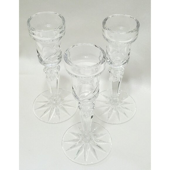 3 Marquis by Waterford Crystal Candlestick Holder Taper Candle Glass CALAIS 6" - Picture 4 of 16